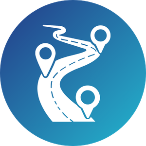 Routen-Symbol mit Wegpunkten als Sinnbild für die KI-Standortbestimmung und Roadmap